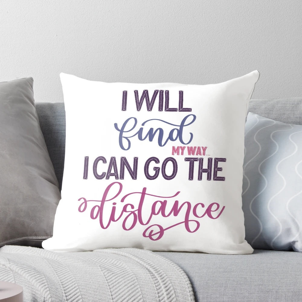 Colorful Hercules-themed lyric pillow with calligraphic lettering