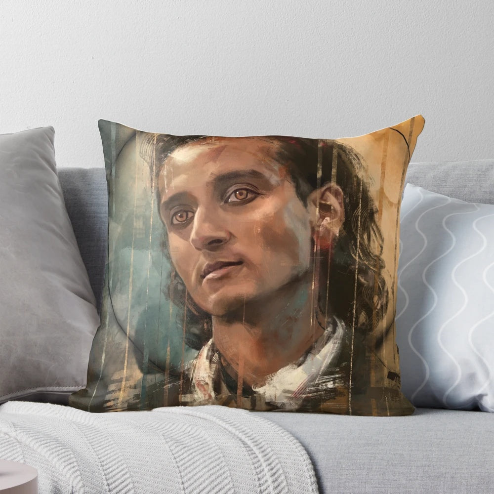 Disregard Pillow with Vampire, Halo, and Black Design, Paris and Yellow Eyes
