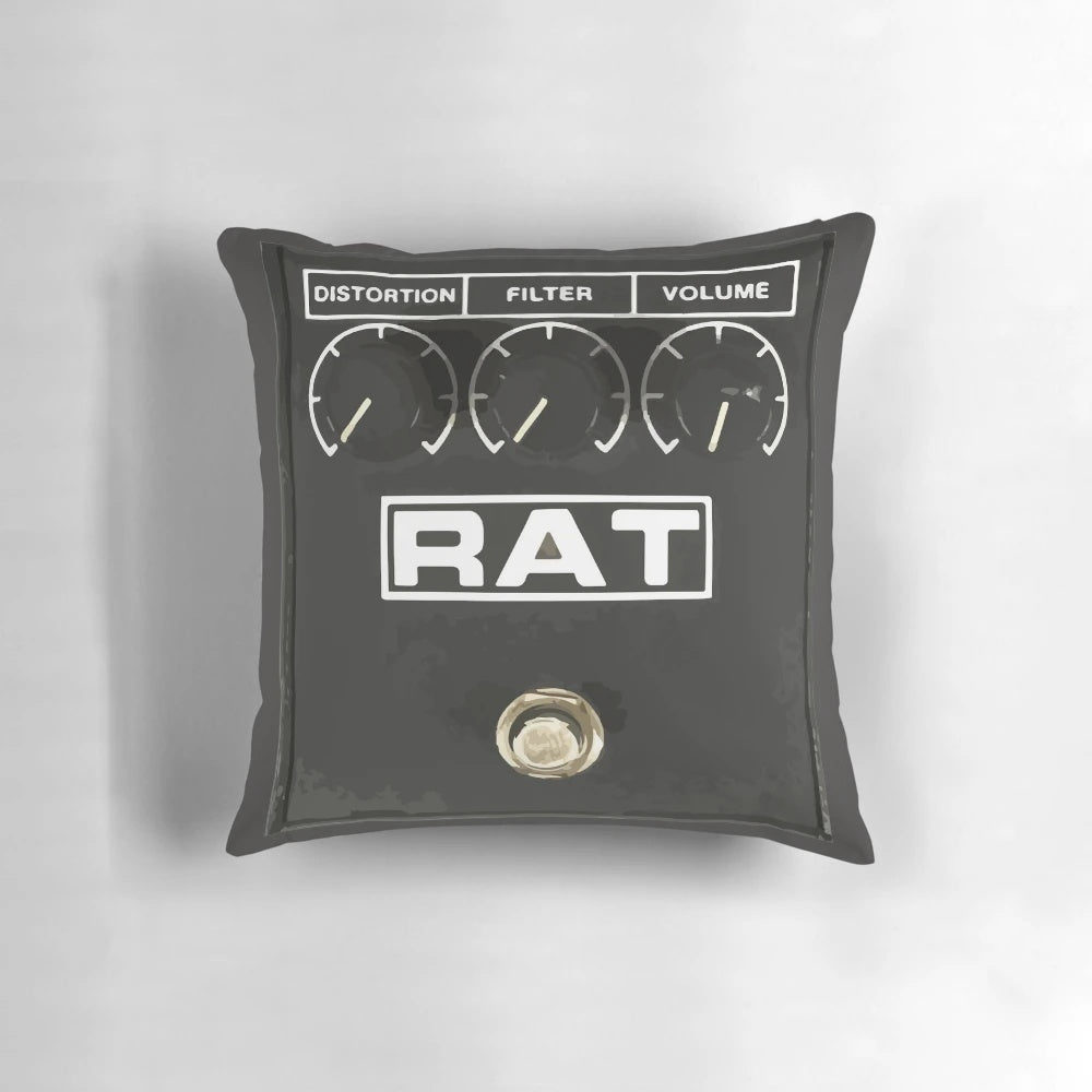 Distortion pedal guitar pillow with Nirvana and Kurt Cobain inspired design