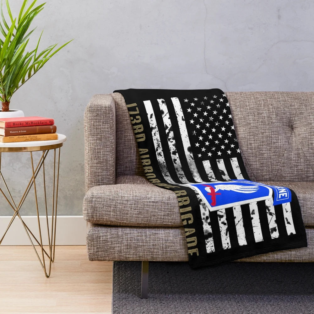 173rd Airborne Brigade Distressed Flag Plush Blanket
