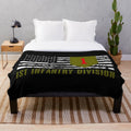 Distressed 1st Infantry Division plush blanket with American flag design