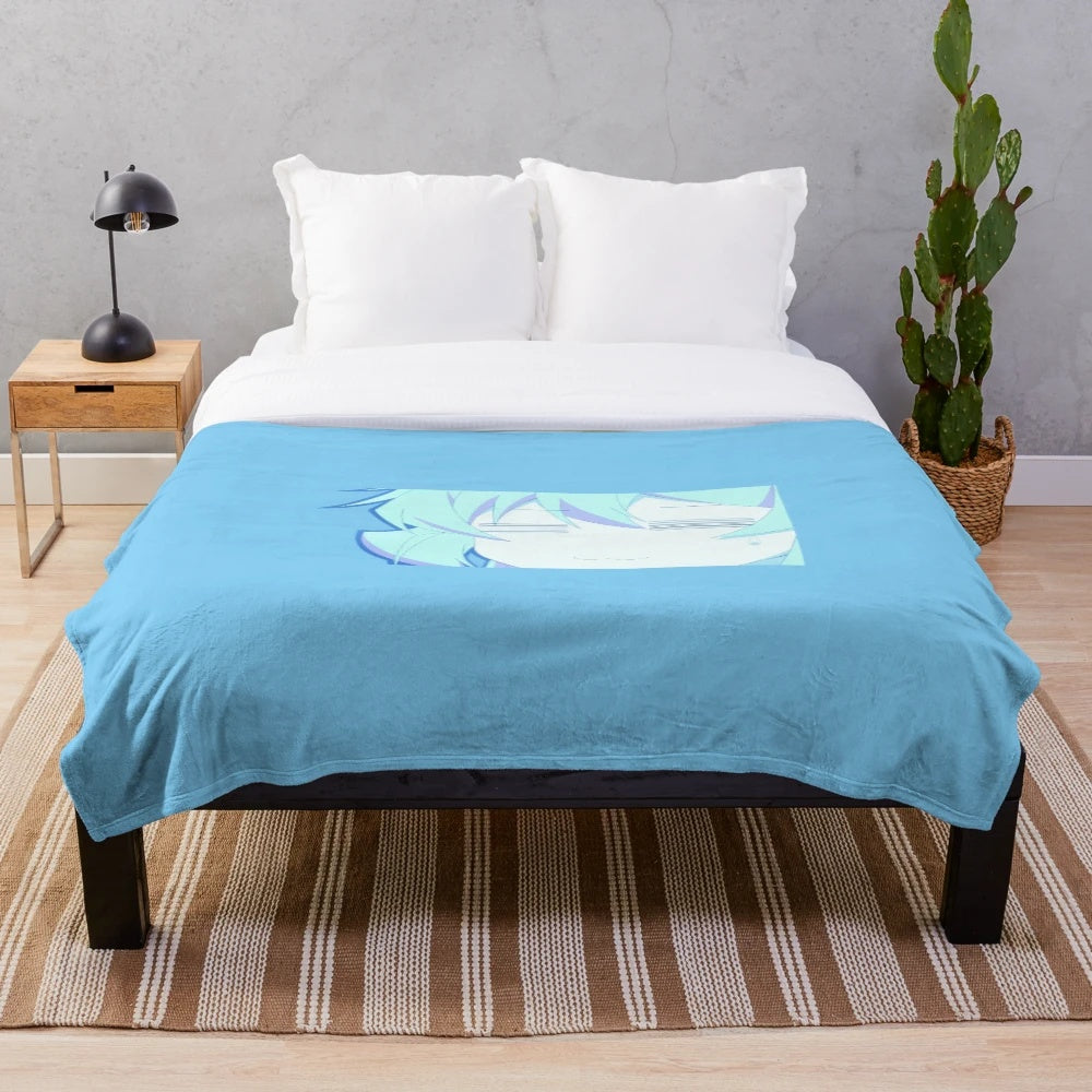 Distressed Azusa Plush Blanket featuring the anime girl from the isekai series "I've Been Killing Slimes for 300 Years and Maxed Out My Level