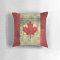 Heavily distressed Canadian flag or maple leaf design printed on a throw pillow