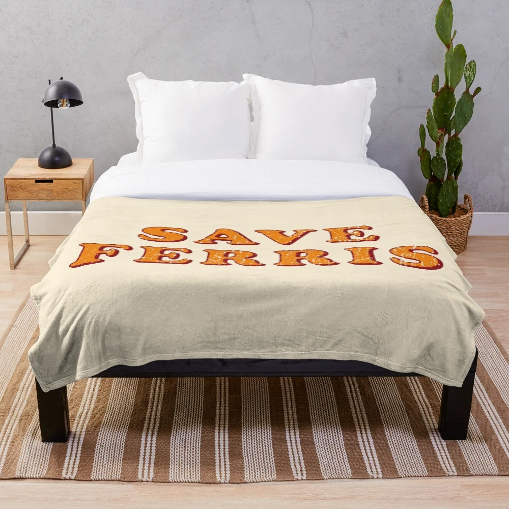 Distressed Ferris Bueller inspired plush blanket