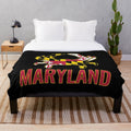 Distressed Maryland flag and state crab design plush blanket