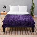 Distressed Purple Leopard Print Plush Blanket
