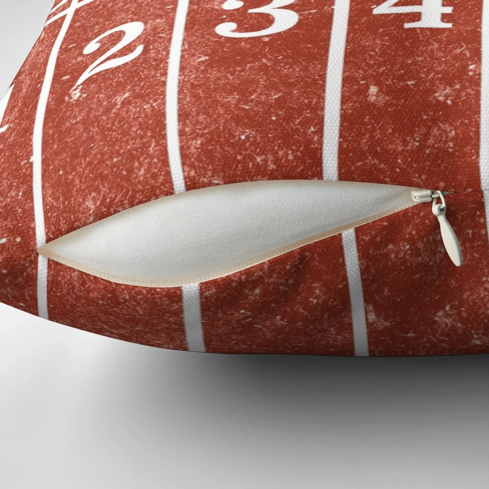 Distressed style red running track pattern pillow for sports enthusiasts