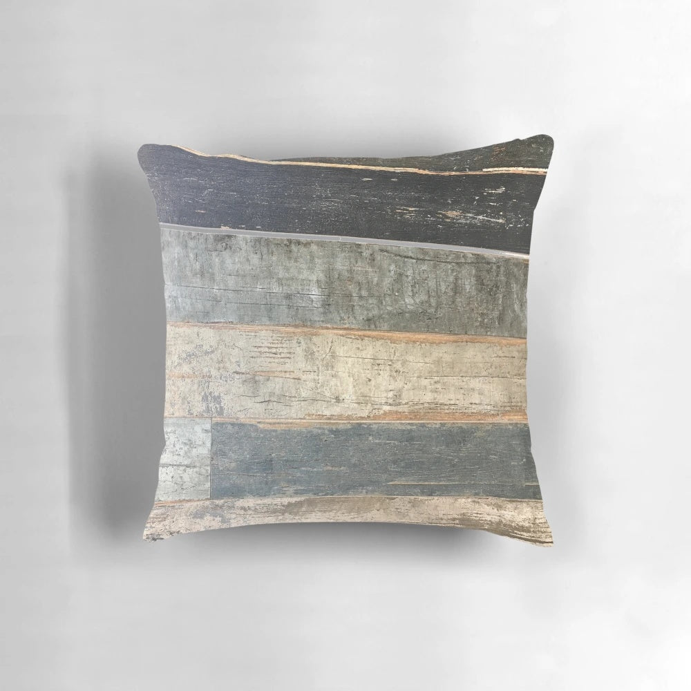 Distressed rustic farmhouse style teal and barn wood pillow