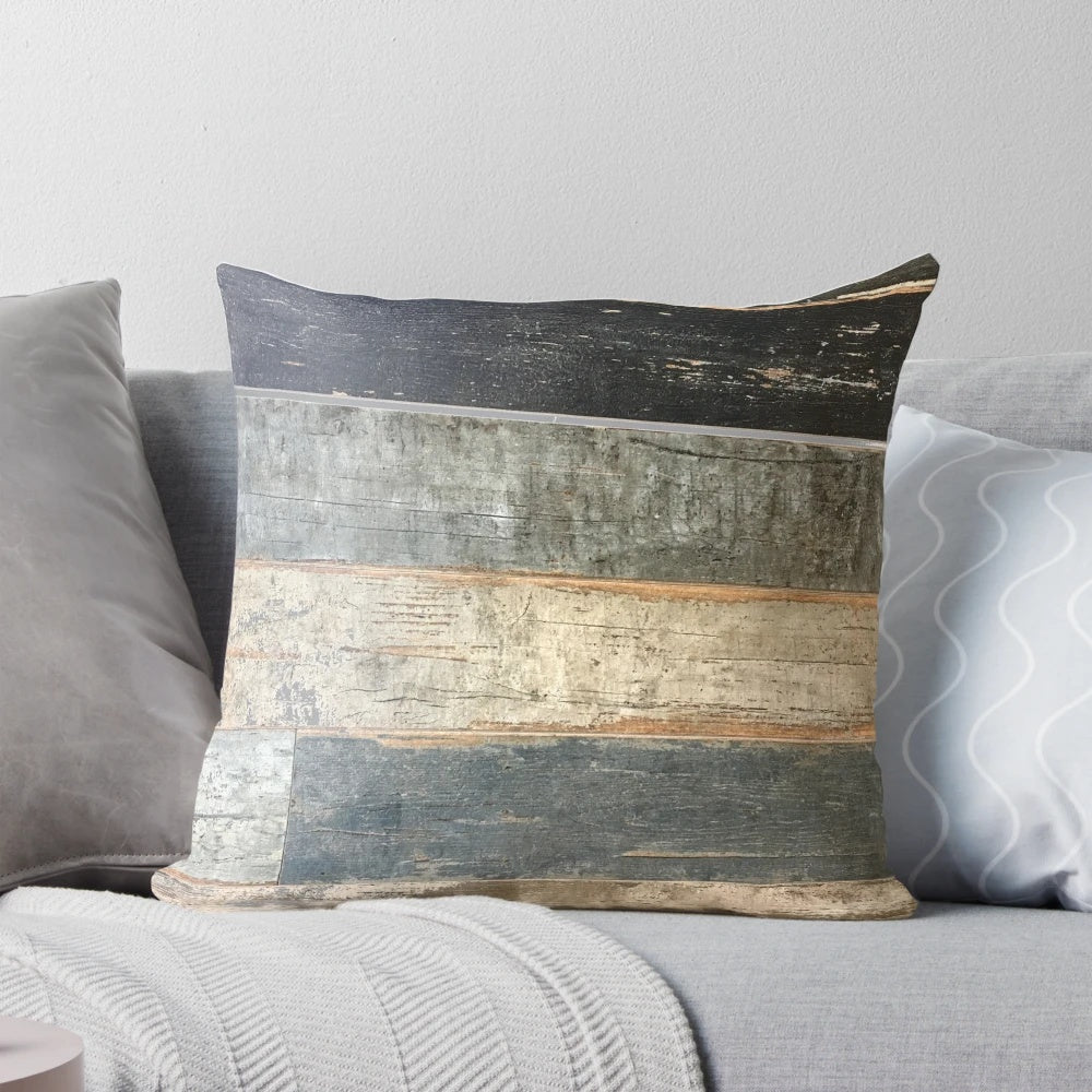 Distressed rustic farmhouse style teal and barn wood pillow