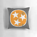 Distressed Tennessee state flag-inspired throw pillow in orange and white color scheme
