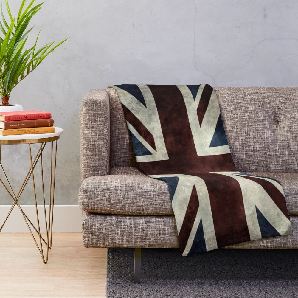 Distressed Union Jack UK Flag Plush Blanket