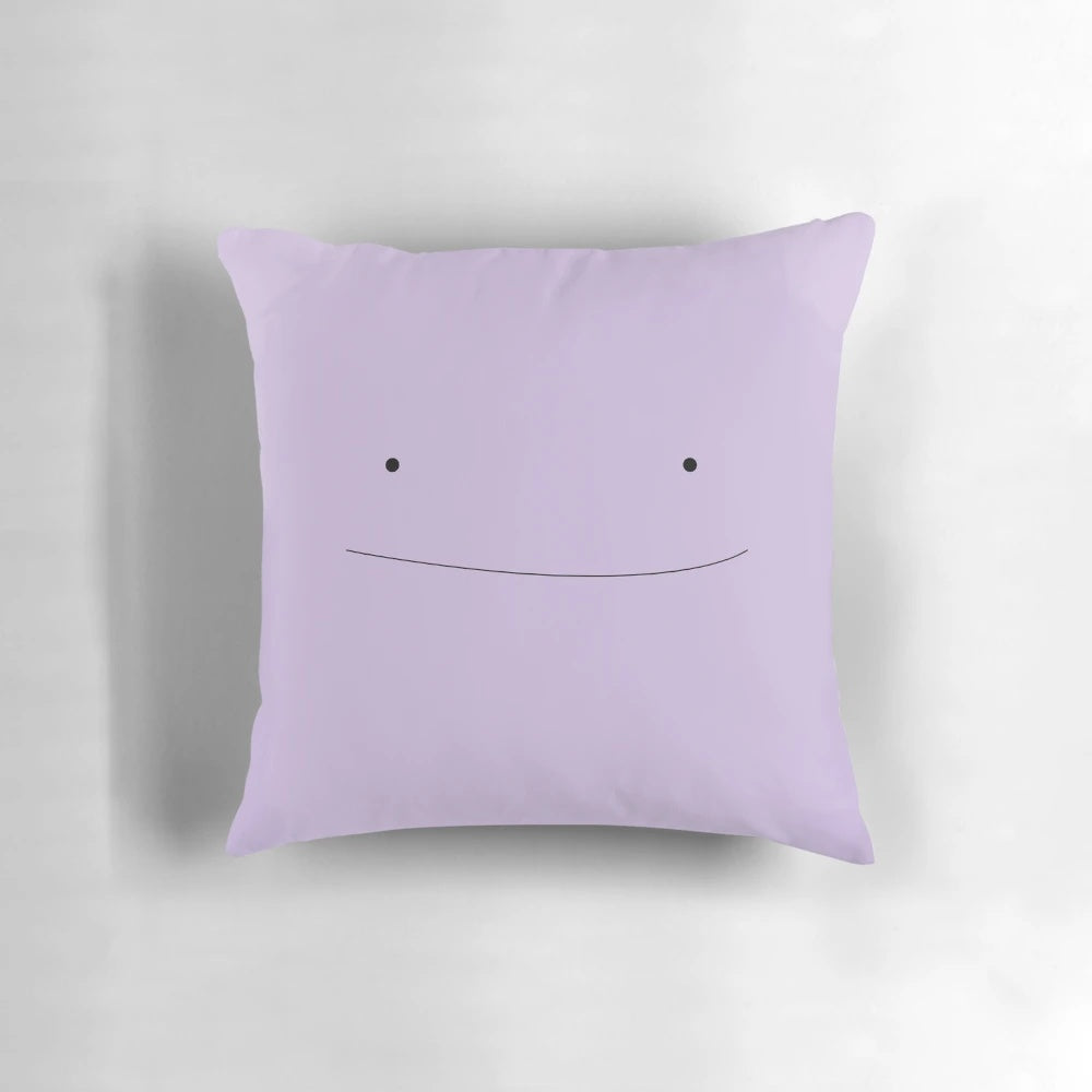 Ditto Face Minimalist Pokemon Pillow for Fans of Pokémon GO
