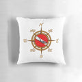 Diver and Dive Compass Pillow, featuring a scuba diver and compass rose design