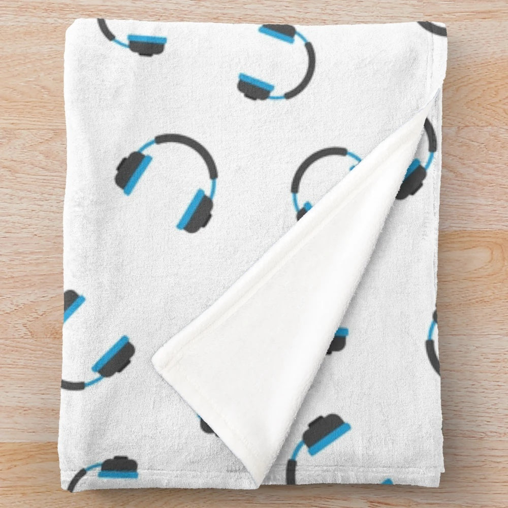 Discjockey pattern plush blanket featuring vinyl turntables and music elements