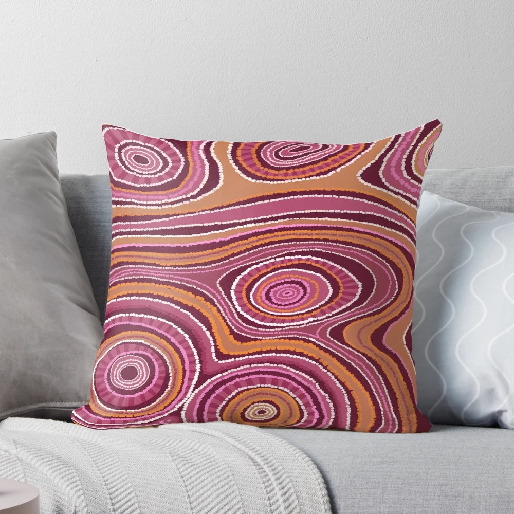 Djilba Pillow featuring Noongar Aboriginal art design