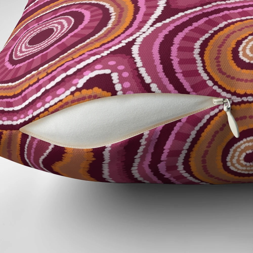 Djilba Pillow featuring Noongar Aboriginal art design
