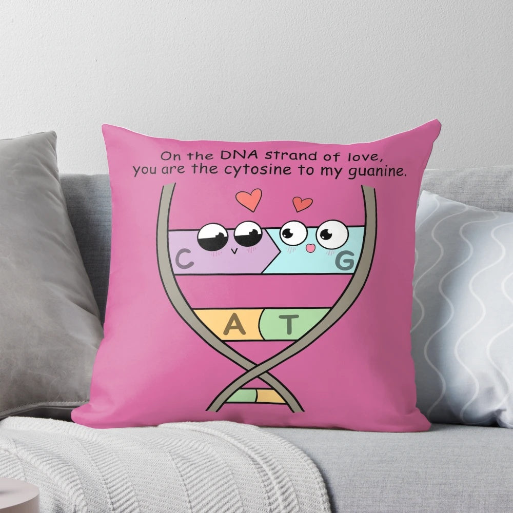 DNA Strand of Love Pillow with Vibrant Molecular Design