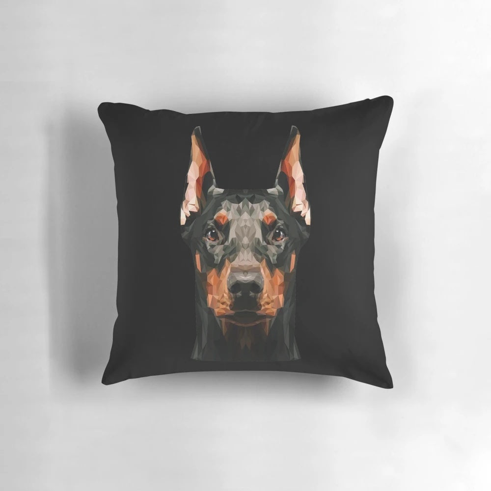 Doberman low poly dog face abstract graphic portrait on white background