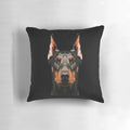 Doberman low poly dog face abstract graphic portrait on white background