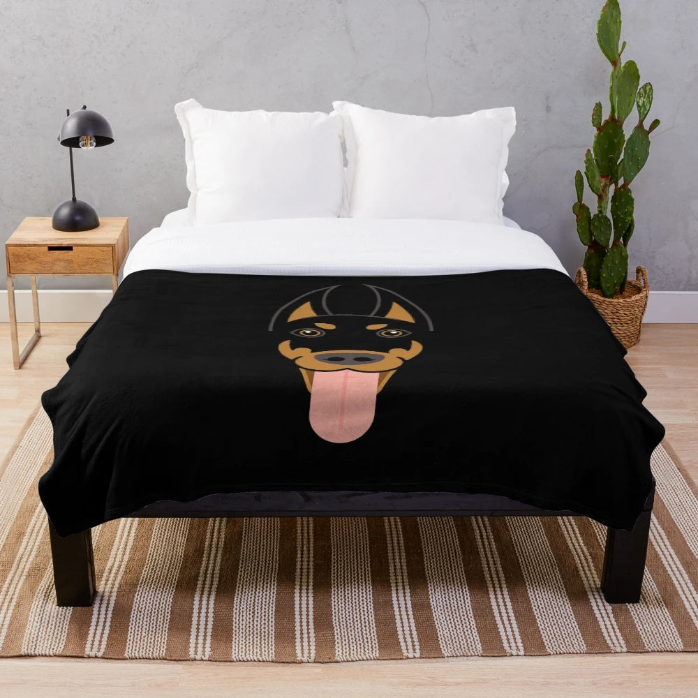 Doberman Pinscher dog face plush blanket