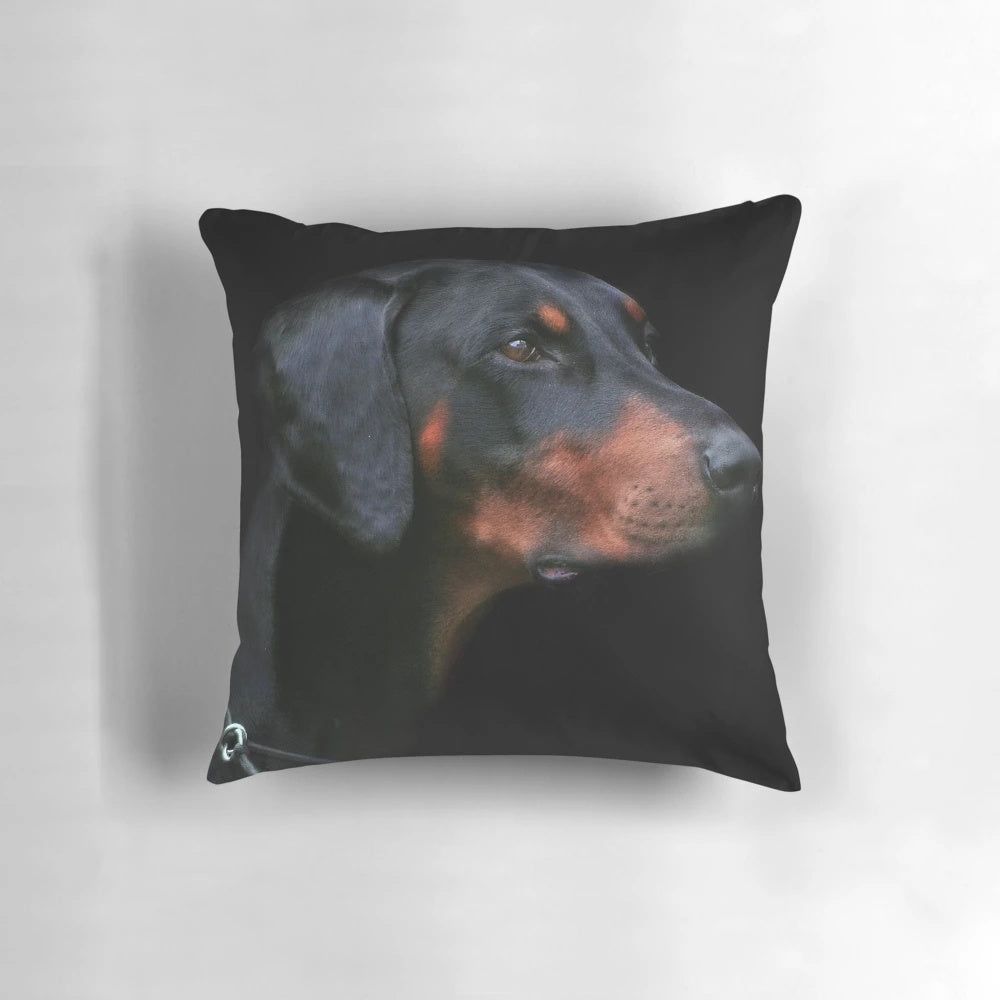 Soft and comfortable doberman dog breed pillow for pet owners and animal enthusiasts