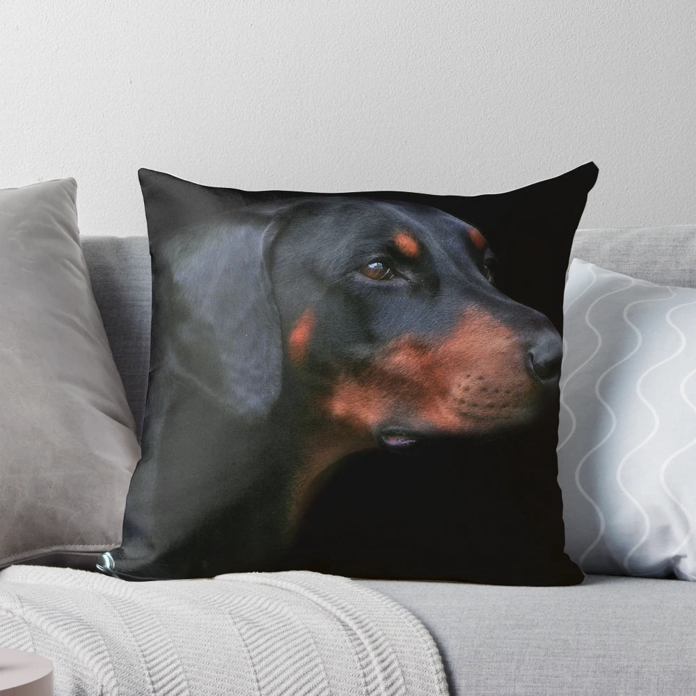 Soft and comfortable doberman dog breed pillow for pet owners and animal enthusiasts