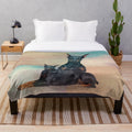 Dobermann Plush Blanket featuring a Doberman Pinscher dog art portrait