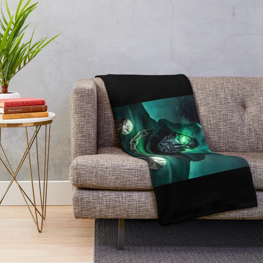 Doctor Doom plush blanket with comic book character design