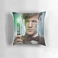 Matt Smith as the Doctor holding a sonic screwdriver on a custom pillow