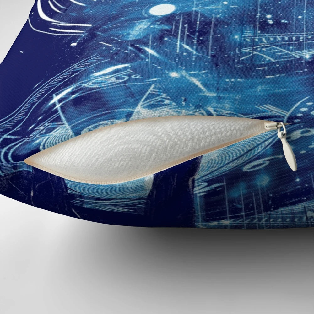 Doctor Who 'Time Storm' decorative throw pillow featuring the TARDIS and time lord imagery