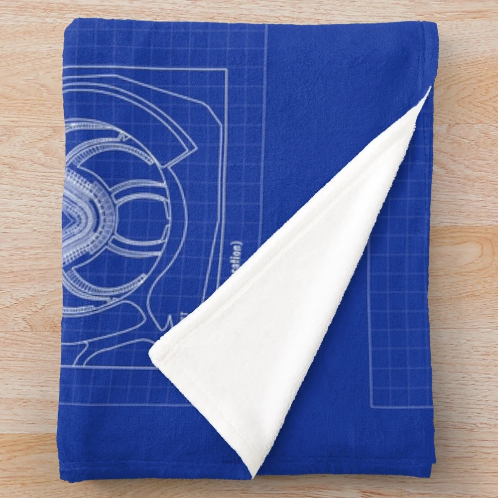 Plush blanket featuring the blueprint design of Dodger Stadium