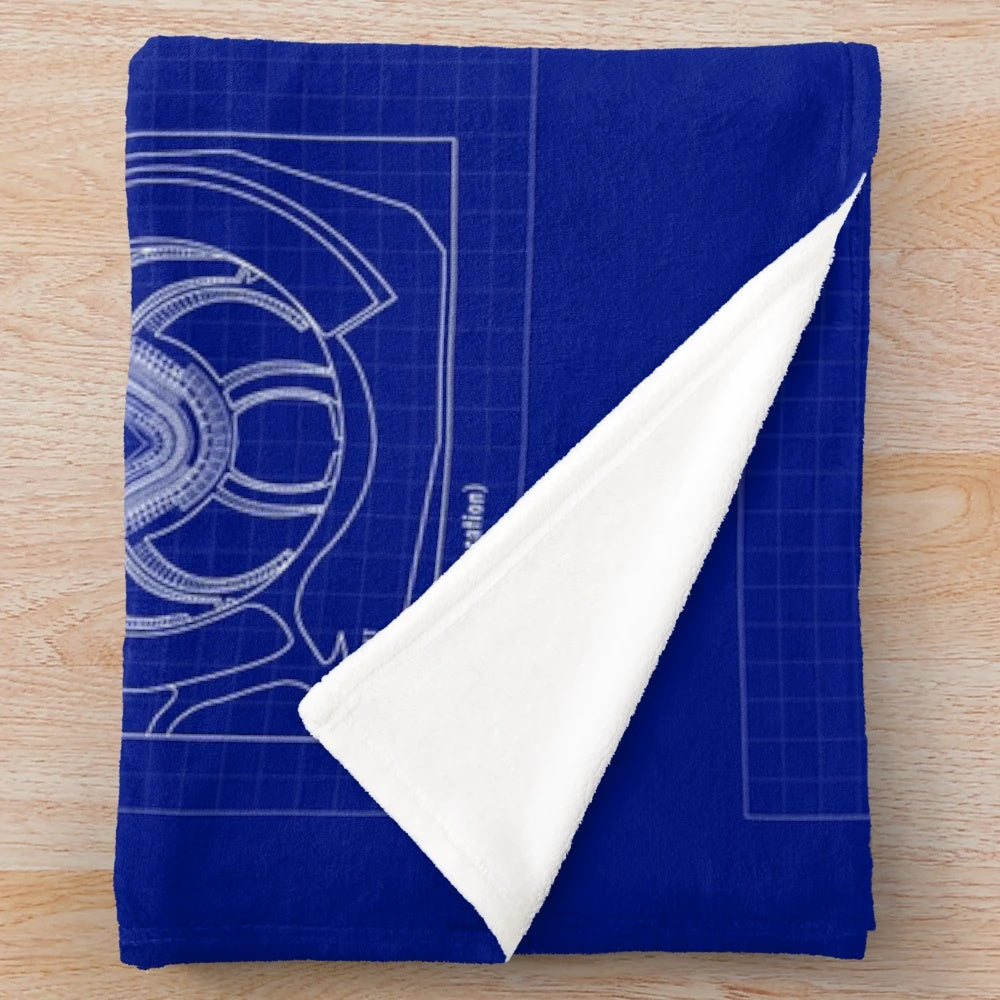 Dodger Stadium inspired plush blanket with blueprint-style field layout design