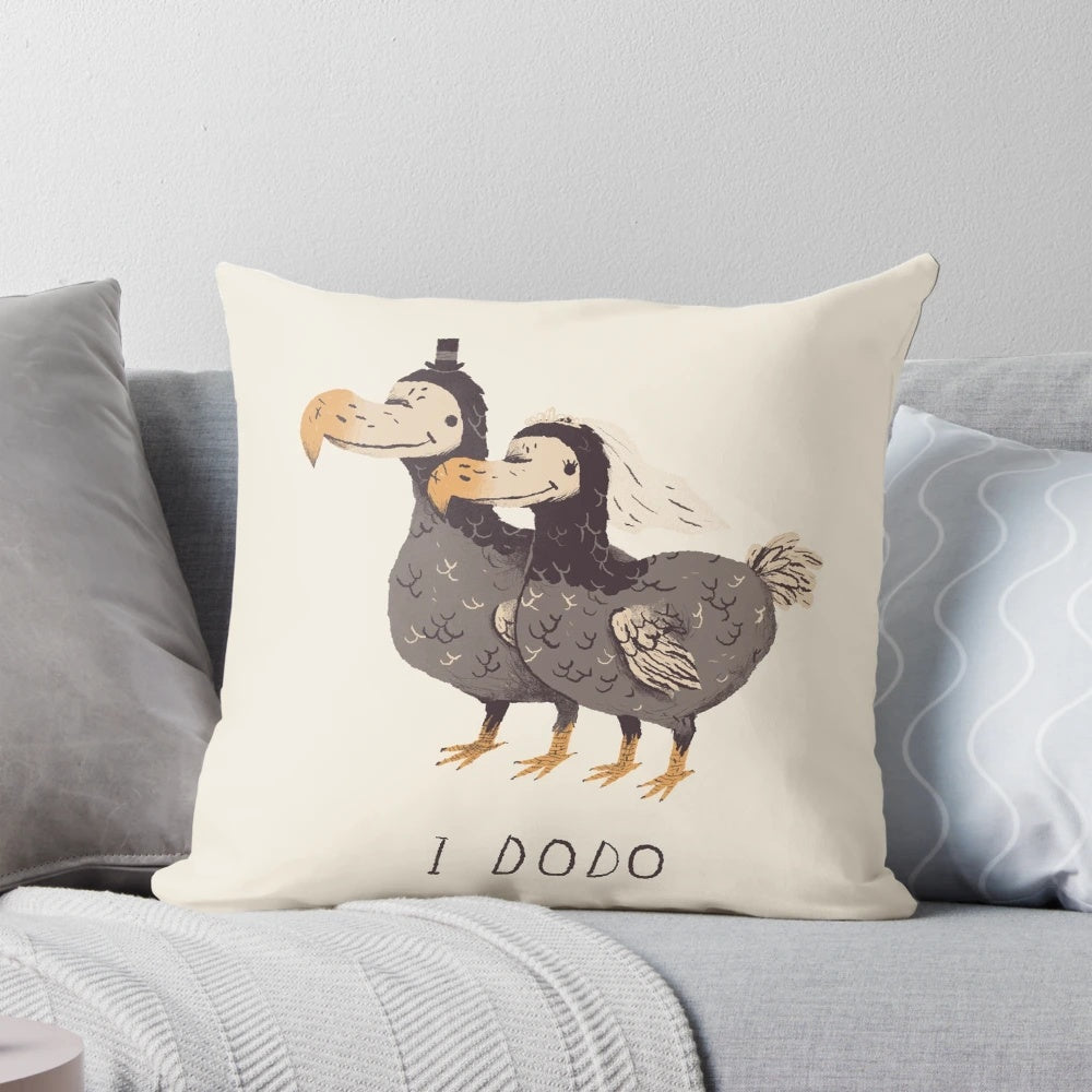 A plush, retro-inspired dodo bird pillow with a whimsical and nostalgic design.