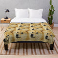 Doge collage plush blanket featuring cute Shiba Inu dogs in a colorful, cartoonish design