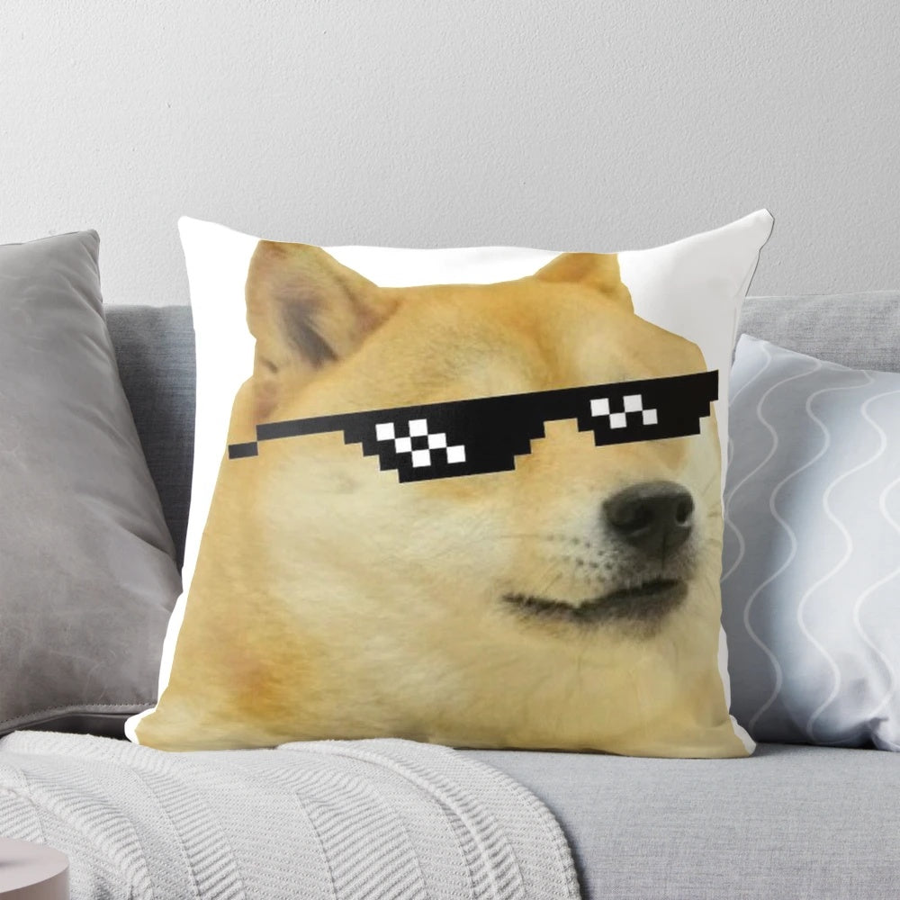 Doge Meme Pillow, Funny Dog Themed Decorative Cushion