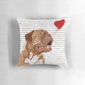 Dogue de Bordeaux dog portrait in Banksy-style art on a decorative pillow