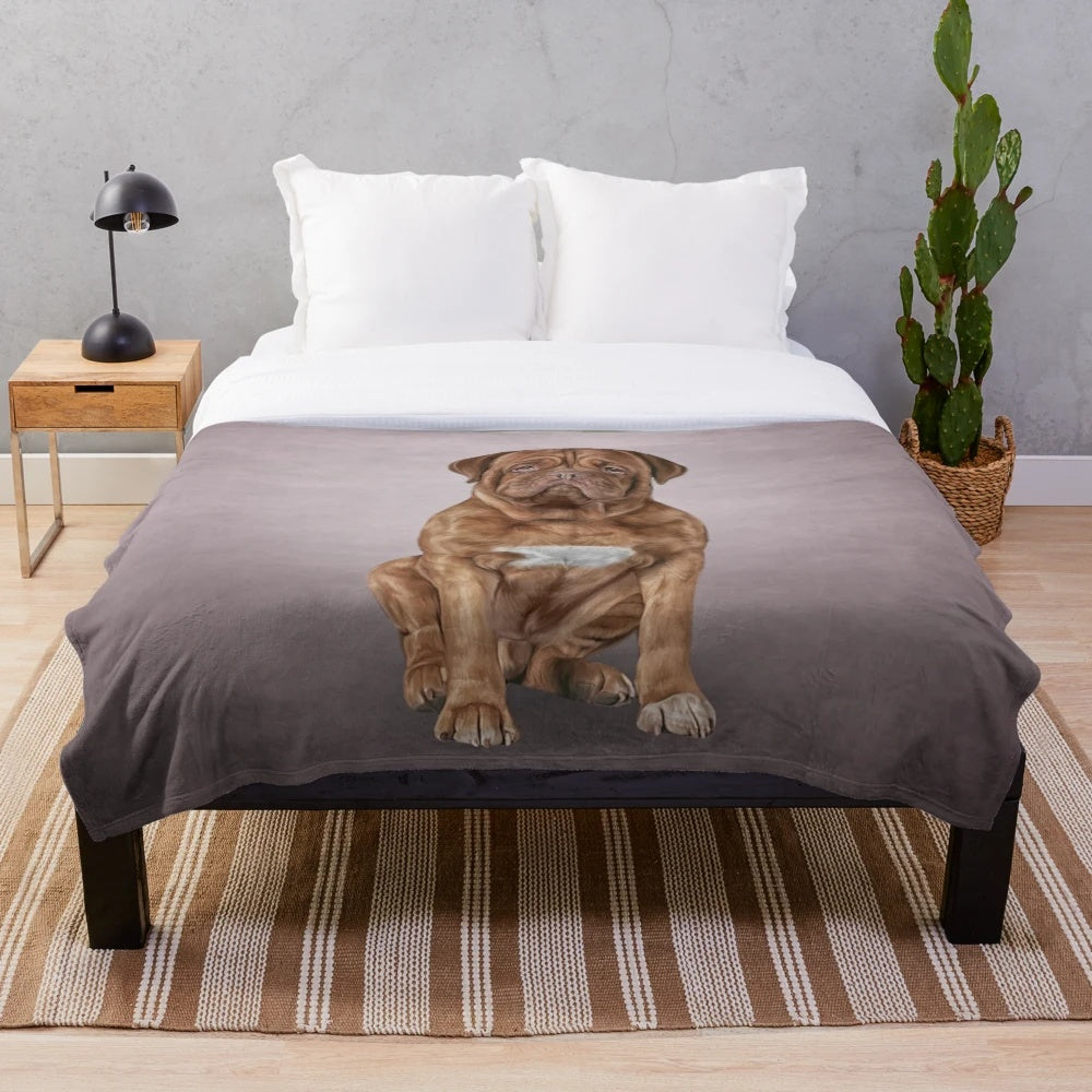 Dogue de Bordeaux drawing dog plush blanket