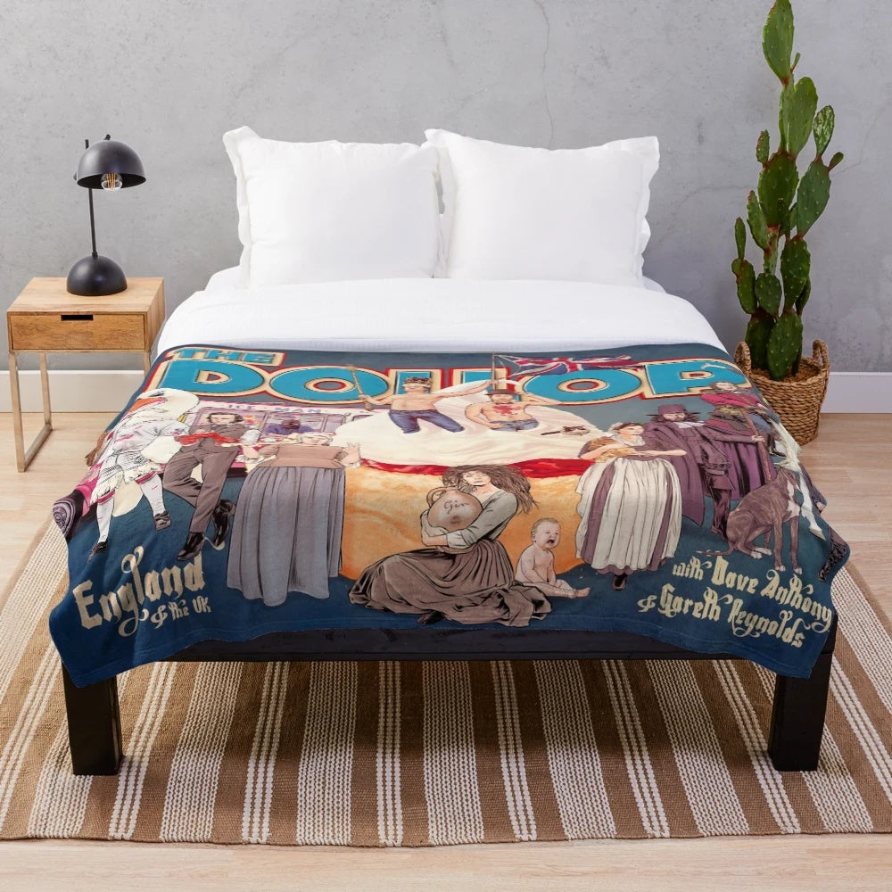 Dollop England & the UK Plush Blanket featuring the Dollop comedy podcast hosts Dave Anthony and Gareth Reynolds