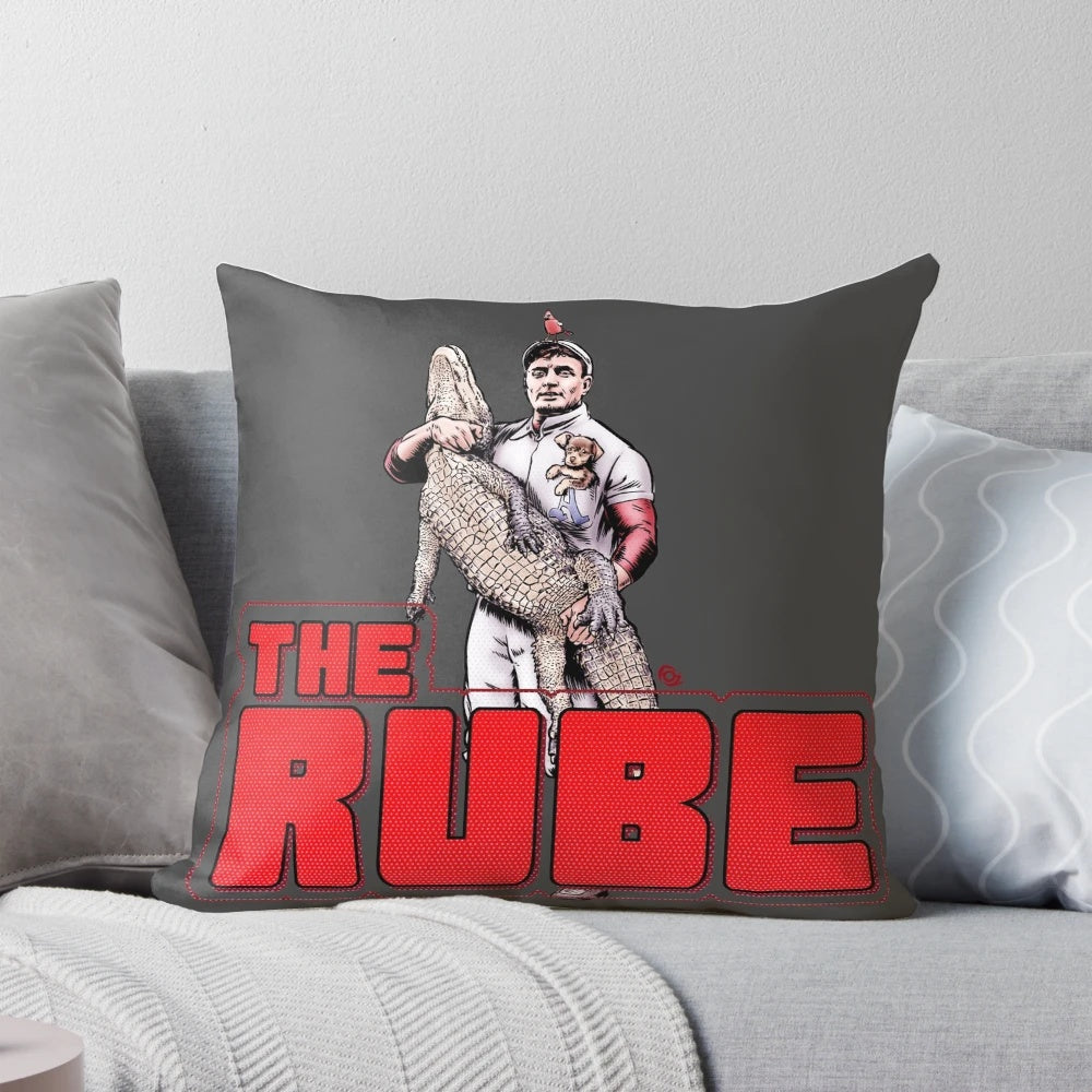 The RUBE Pillow, featuring the Dollop podcast logo and characters