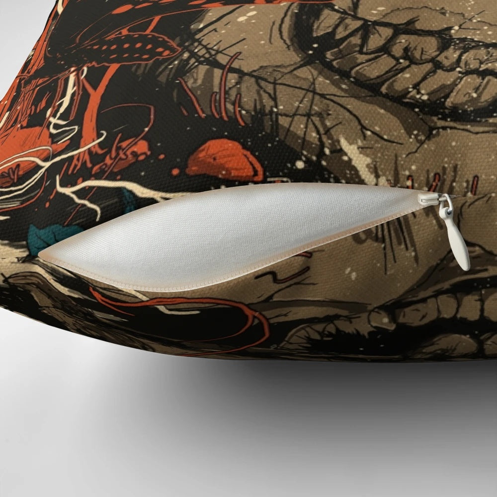 Dominate Skull Pillow featuring a stylish, nature-inspired skull design