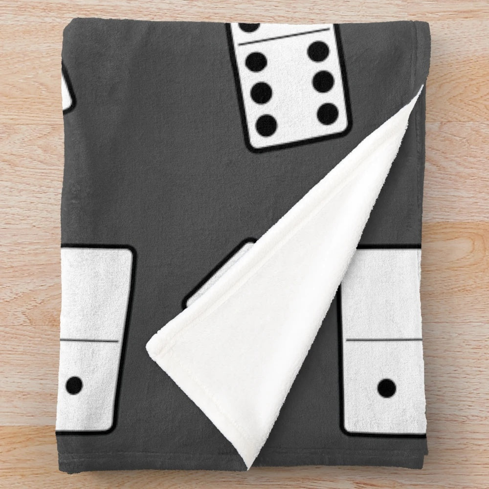 Dominoes-patterned plush blanket with number designs