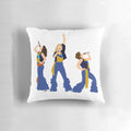 Mamma Mia-themed pillow featuring the iconic Donna and the Dynamos trio