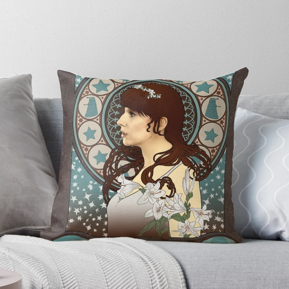 Donna Noble 'Doctor Who' Art Nouveau Inspired Decorative Pillow
