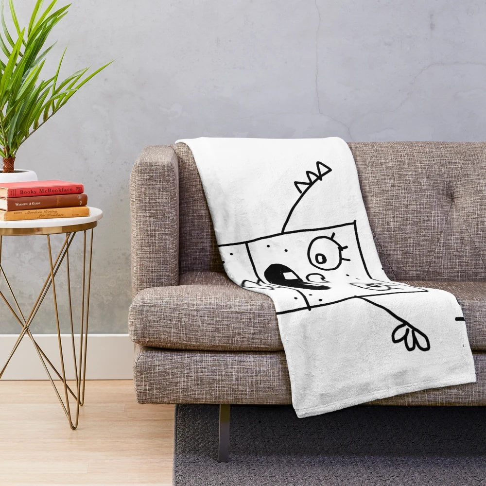 Doodle Bob inspired plush blanket with vibrant colors and playful design