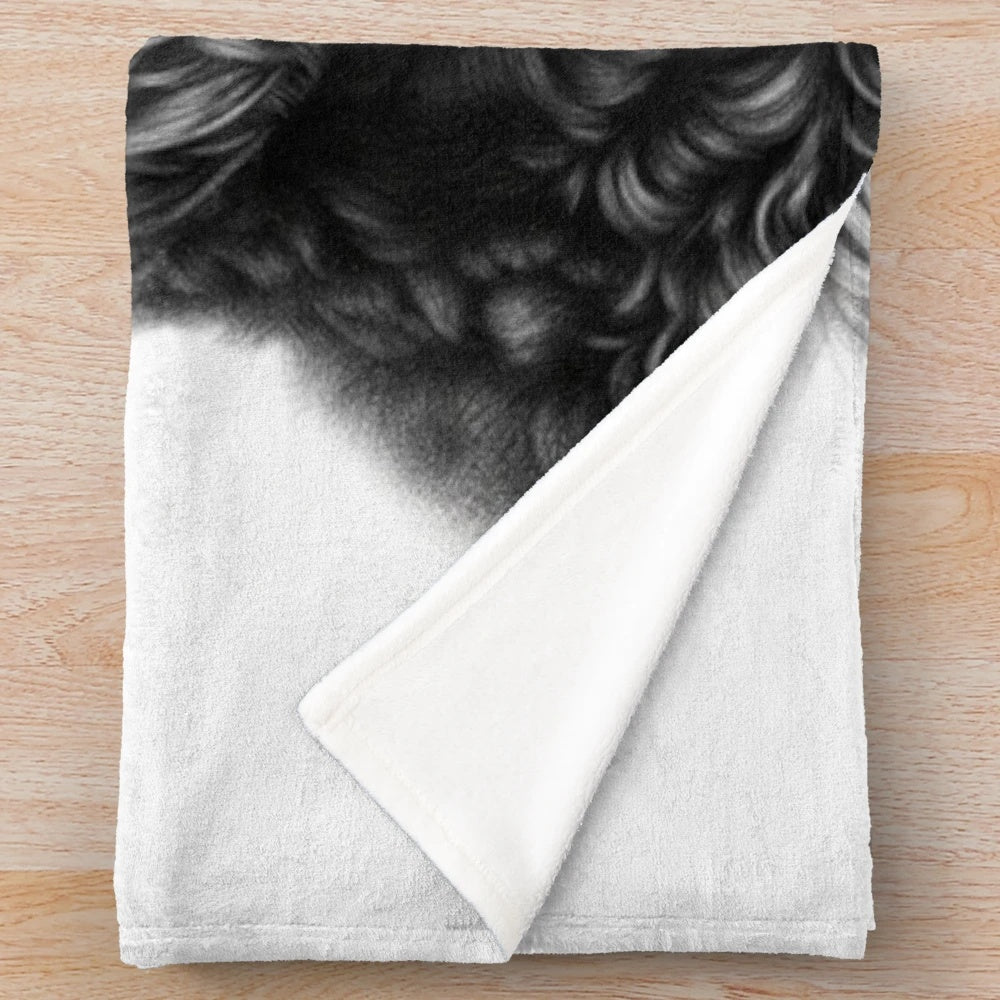 Doodle dog black and white plush blanket