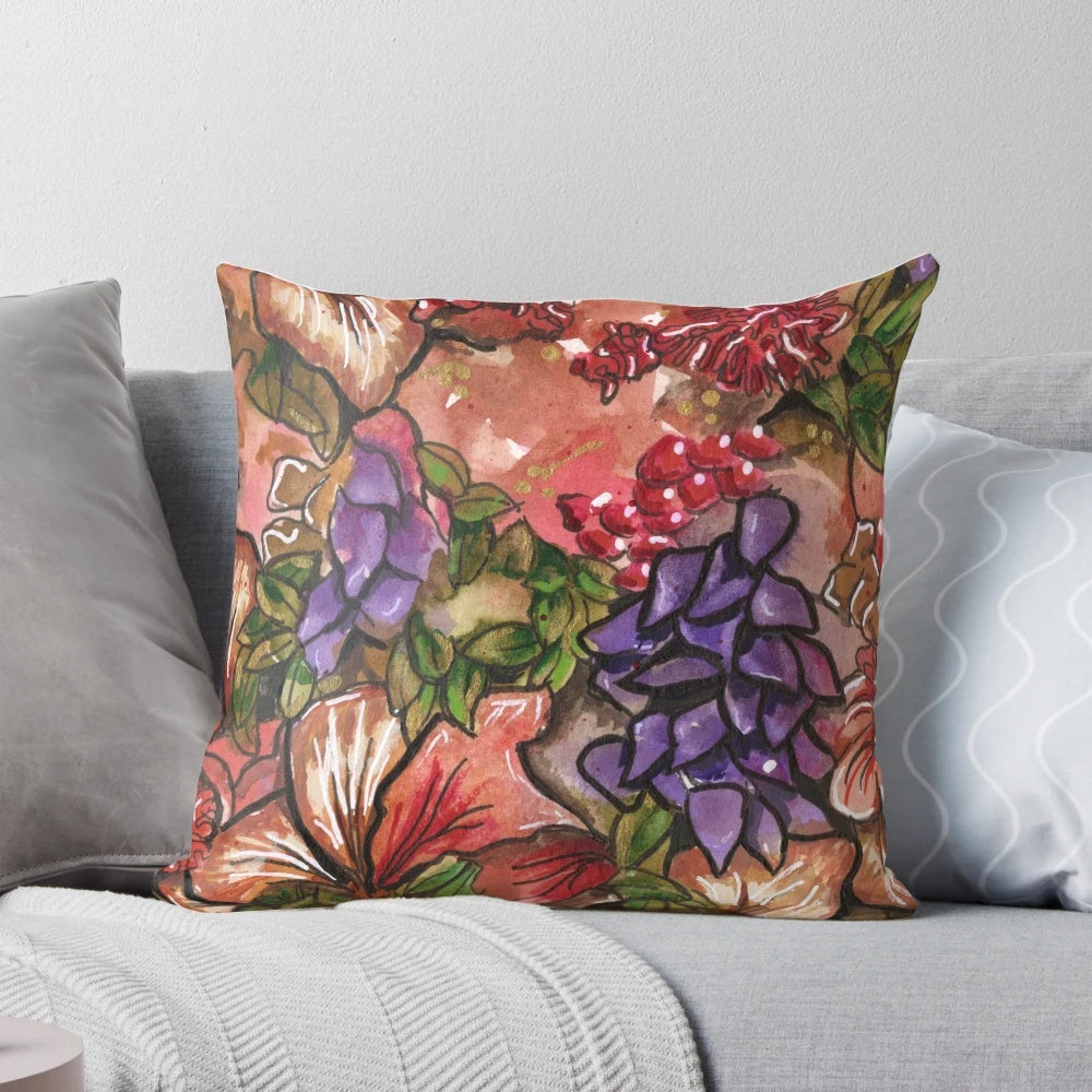 Doodle print 16 inch pillow with abstract pattern design