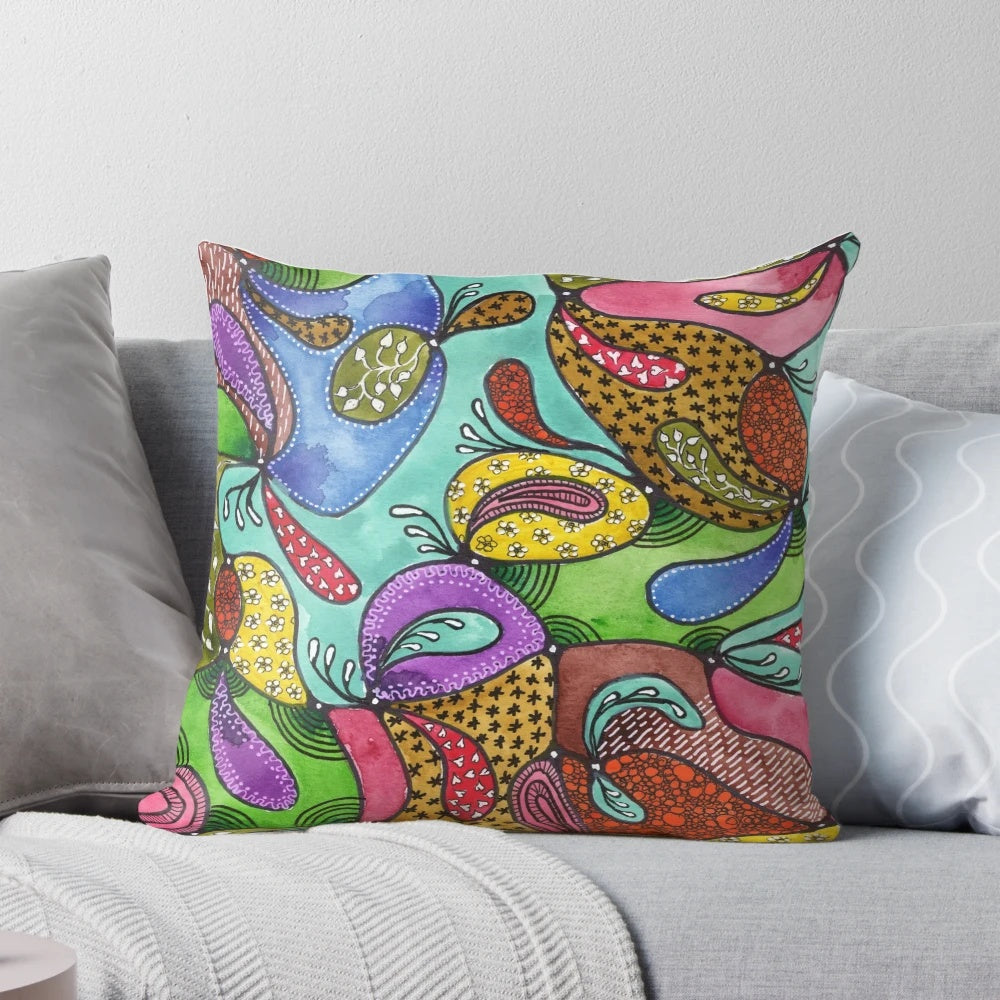Abstract doodle print decorative pillow for home decor