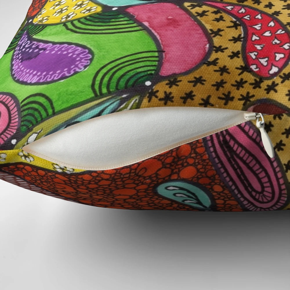 Abstract doodle print decorative pillow for home decor