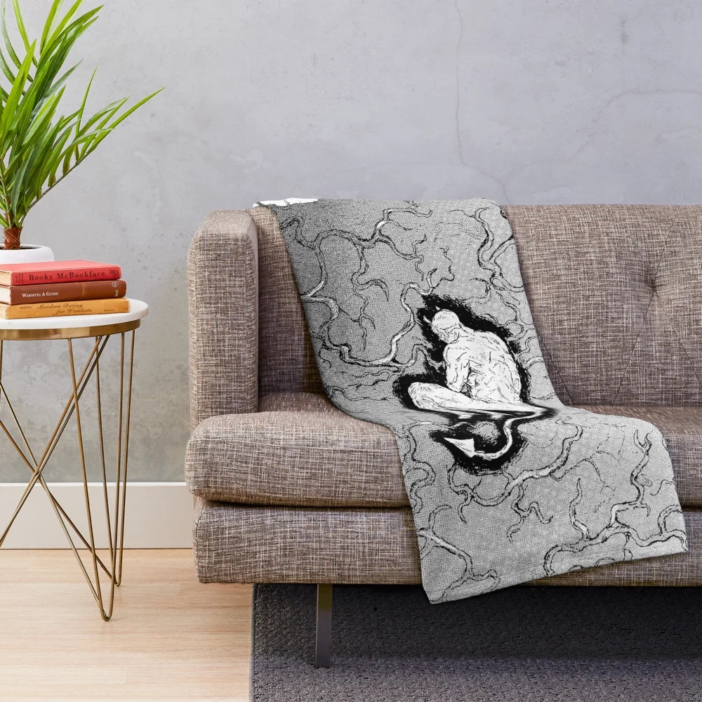 Dorohedoro plush blanket featuring the devil tumor and other characters from the popular anime and manga series