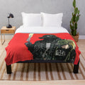 Dorohedoro inspired plush blanket featuring characters Kaiman, Nikaido, and Noi